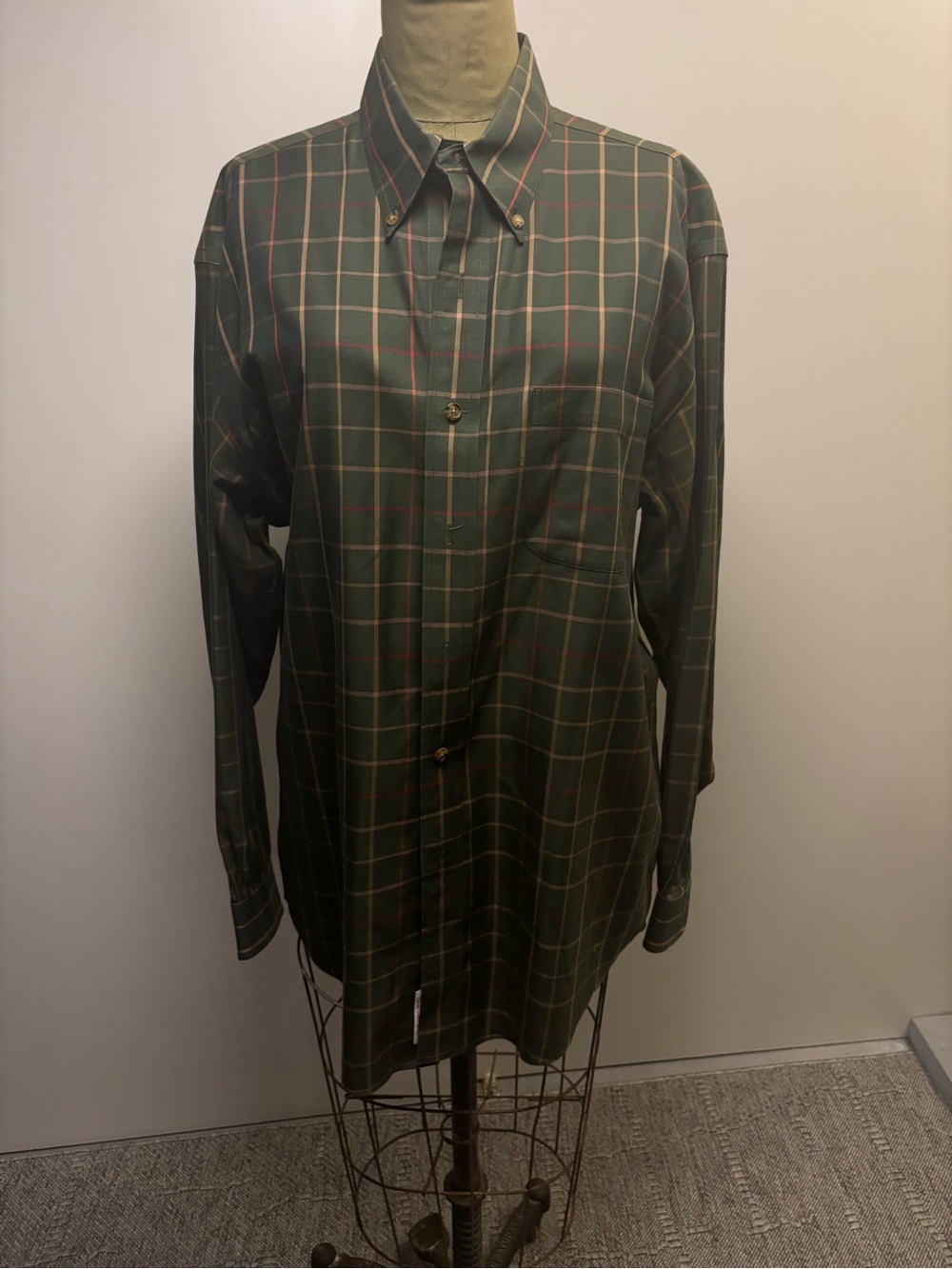 Men's Green Plaid Polo Shirt